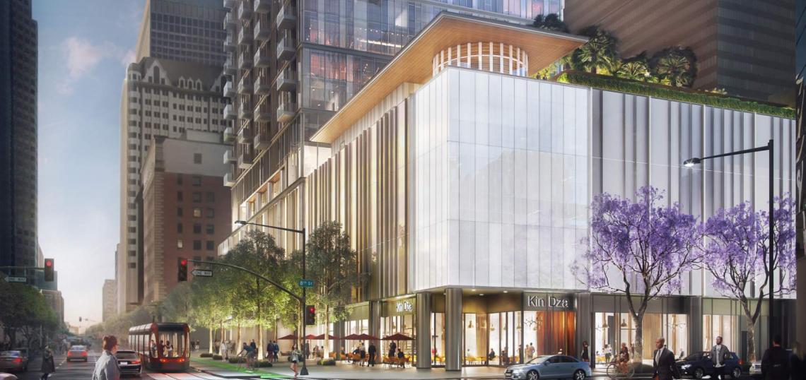 Glass exterior climbs at 8th & Figueroa in DTLA | Urbanize LA